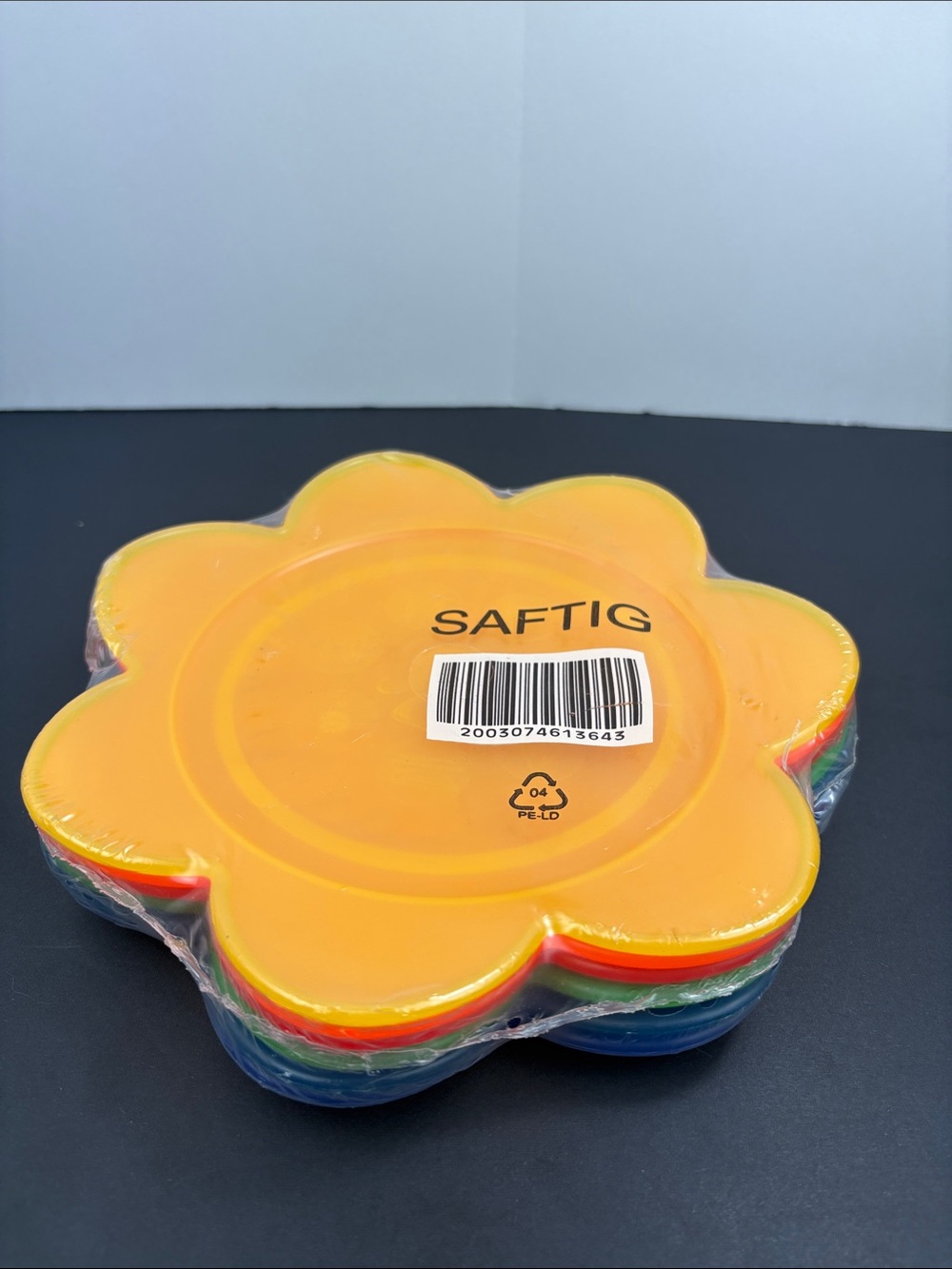 IKEA SAFTIG Plastic Flower Plates Set of 6 Rainbow Colours